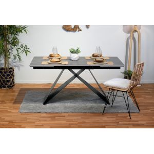 Table extensible 160/240 cm en céramique gris clair effet béton - LIMA