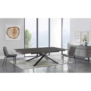 Table extensible 160/240 cm céramique gris foncé pied torsadé - UTAH 05