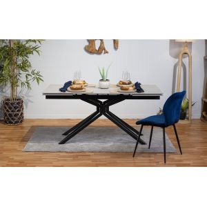 Table extensible 160/240 cm céramique gris clair pieds évasés - HOLMES
