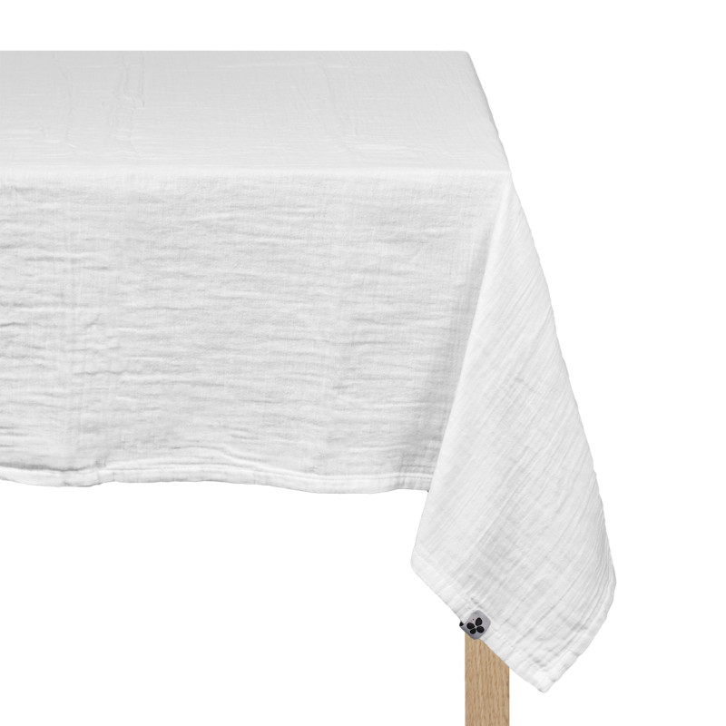 Nappe 150 x 250 cm en Double Gaze de Coton Blanc Gaufrée - PEPA