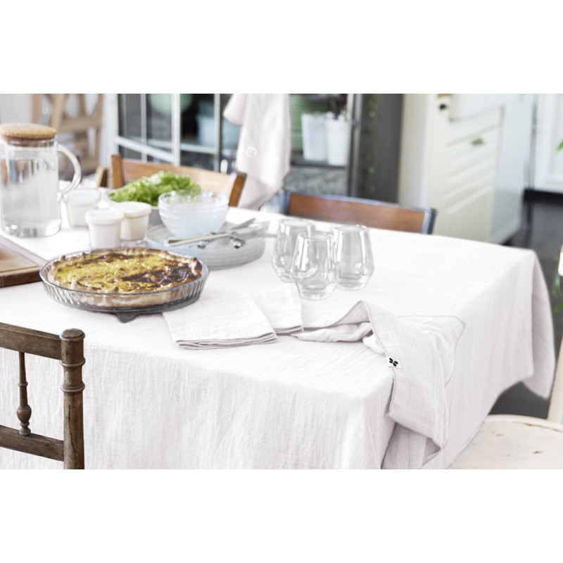 Nappe 150 x 250 cm en Double Gaze de Coton Blanc Gaufrée - PEPA