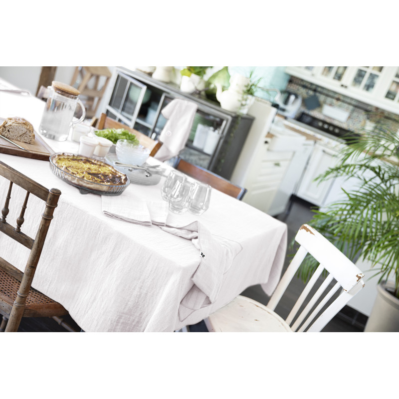 Nappe 150 x 250 cm en Double Gaze de Coton Blanc Gaufrée - PEPA