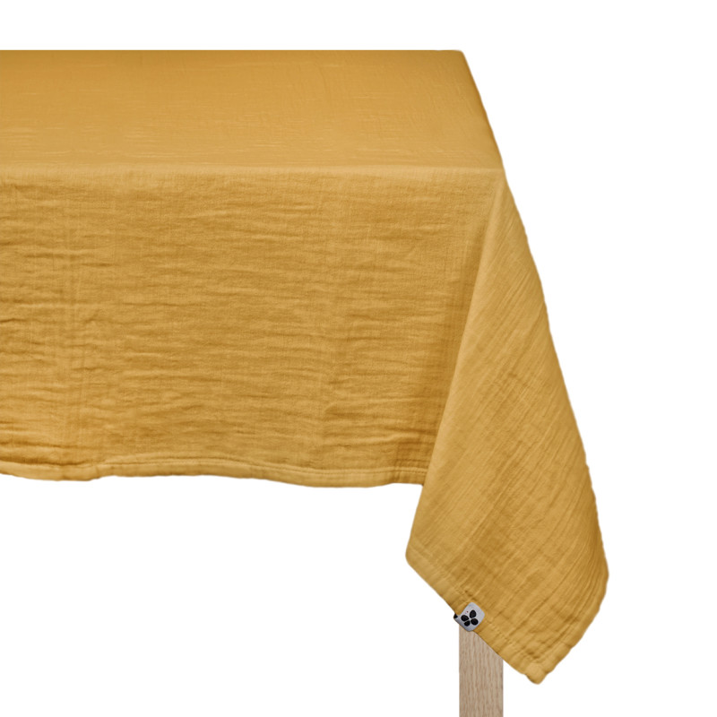 Nappe 150 x 250 cm en Double Gaze de Coton Jaune Gaufrée - PEPA