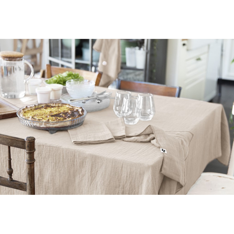 Nappe 150 x 250 cm en Double Gaze de Coton Écru Gaufrée - PEPA