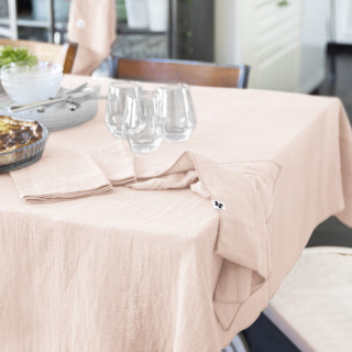 Nappe 150 x 250 cm en Double Gaze de Coton Rose Gaufrée - PEPA