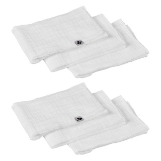Lot de 6 Serviettes de Table 40 x 40 cm en Double Gaze de Coton Blanc Gaufrée - PEPA