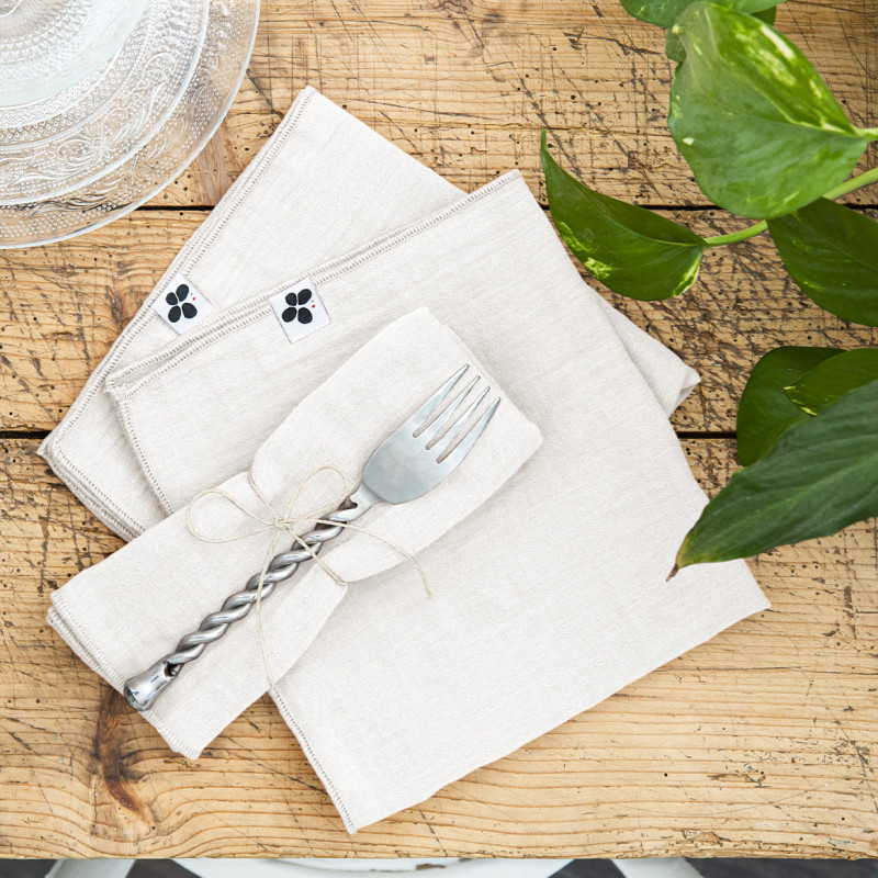 Lot de 6 Serviettes de Table 40 x 40 cm en Double Gaze de Coton Blanc Gaufrée - PEPA
