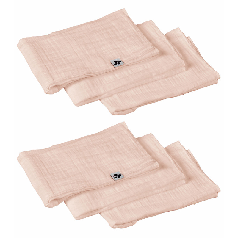 Lot de 6 Serviettes de Table 40 x 40 cm en Double Gaze de Coton Rose Gaufrée - PEPA