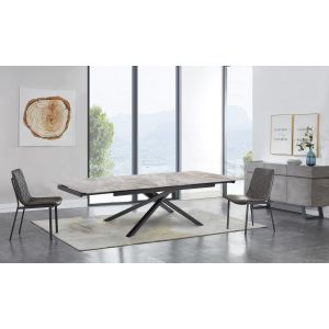 Table extensible 160/240 cm céramique gris marbré pied torsadé - DAKOTA 05