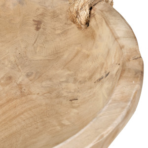 Grand bol corbeille D. 38 cm en bois de teck anses en jute - artisanal - ALAMO 02