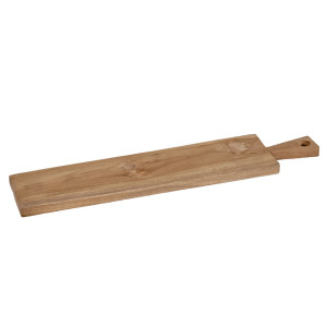 Longue planche à découper / à pain L. 60 cm en bois de teck avec manche - ELEA
