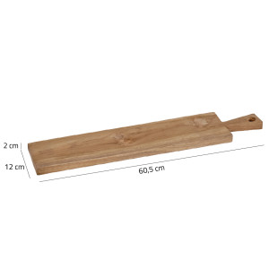 Longue planche à découper / à pain L. 60 cm en bois de teck avec manche - ELEA