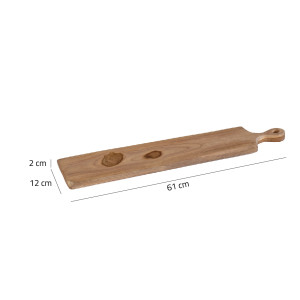 Longue planche à découper / à pain L. 61 cm en bois de teck avec manche - ERRA