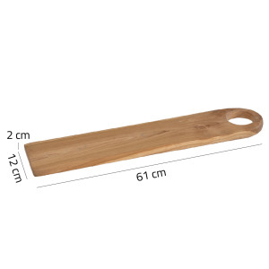 Longue planche à découper / à pain L. 61 cm en bois de teck avec bout arrondi - STELLAR