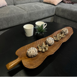 Plateau décoratif Feuille 70 cm en bois de teck – TAYLOR