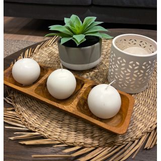 Lot de 2 plateaux 29 cm 3 compartiments pour apéro en bois de teck - DAMIANO