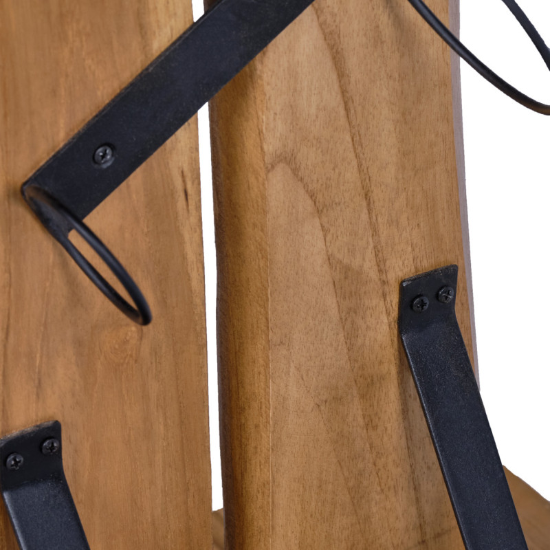 Porte Bouteille H. 146 cm en Bois de Teck Massif et Métal Noir avec 7 Espaces - VINO