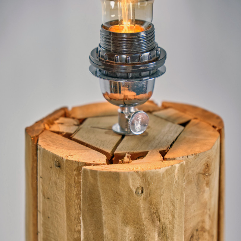 Lampadaire 133 cm Assemblage de Morceaux de Bois de Teck Massif - Naturel et Exotique - SHENZI