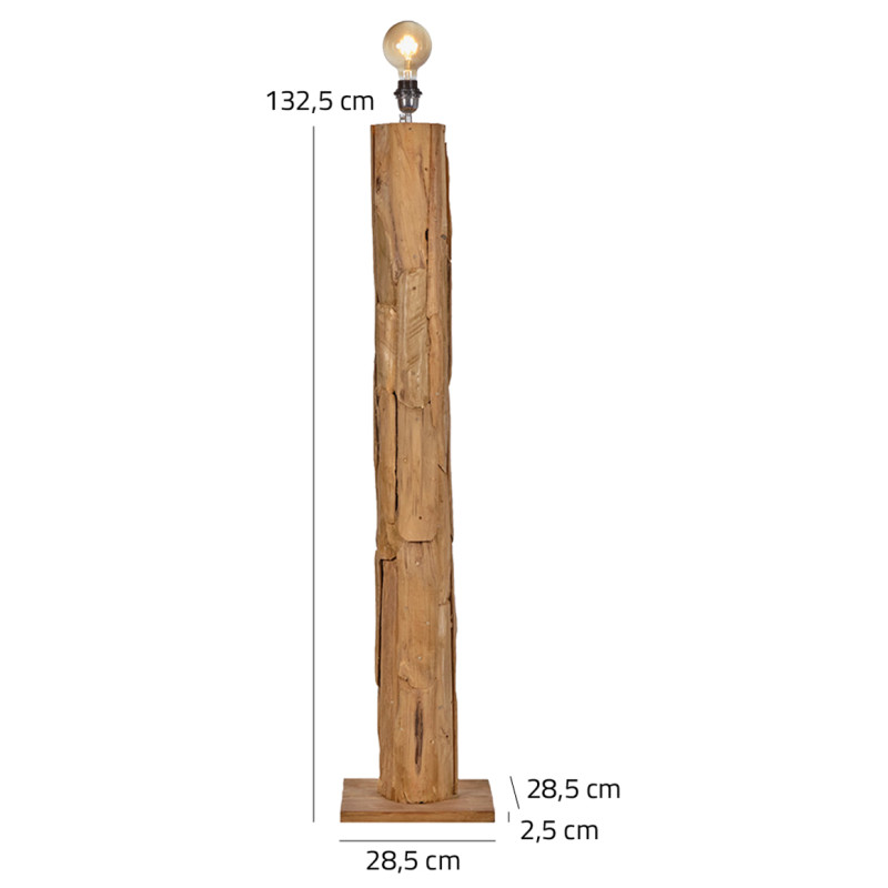 Lampadaire 133 cm Assemblage de Morceaux de Bois de Teck Massif - Naturel et Exotique - SHENZI