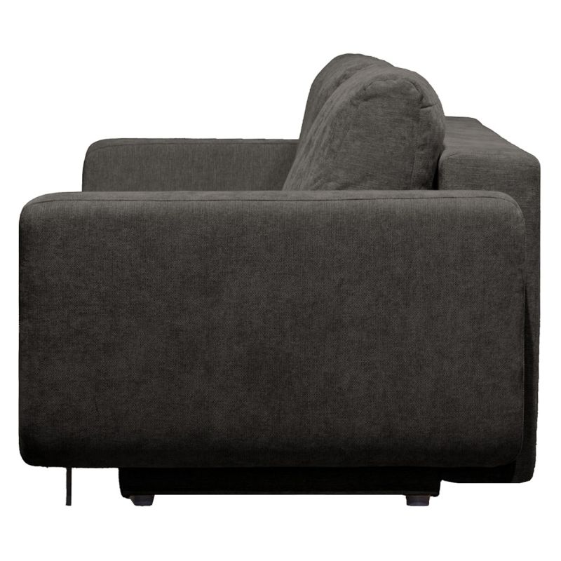 Canapé 3 places convertible L. 240 cm tissu gris pieds métal - MINDY