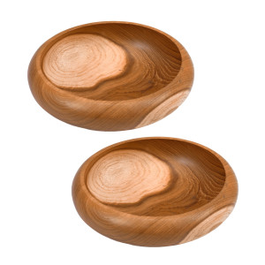 Lot de 2 petits bols ronds pour cuisine et apéritif en bois de teck – décoration naturelle et exotique – BEYROUTH