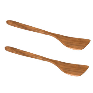 Lot de 2 spatules de à retourner en bois de teck – ustensile de cuisine – ELORA
