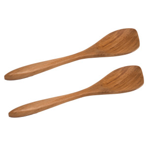 Lot de 2 spatules cuillères triangulaires en bois de teck – ustensile de cuisine – REYA