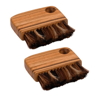 Lot de 2 petites brosses de nettoyage en bois de teck et poils de vache - ZUKO 01