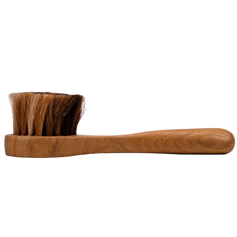 Lot de 2 brosses palot à cirer polir le cuir en bois de teck et fibre animale - ONI 02