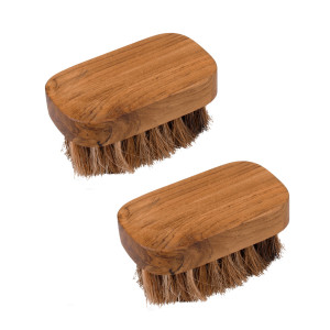 Lot de 2 petites brosses de nettoyage multifonctions en bois de teck et poils doux - RONY 02