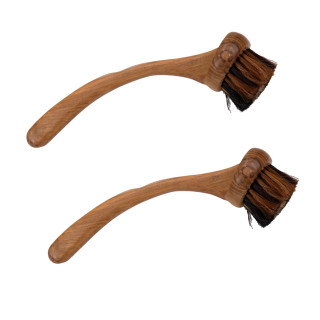Lot de 2 brosses de nettoyage incurvées L. 30 cm en bois de teck et poils doux - OPHELIA