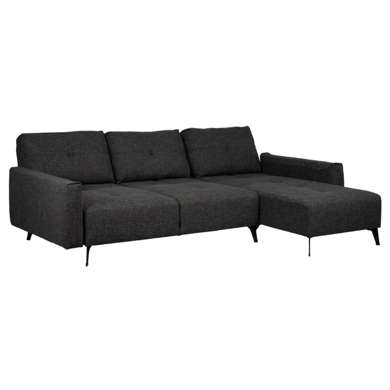 Canapé d'angle réversible tissu noir avec dossiers réglables - SMART