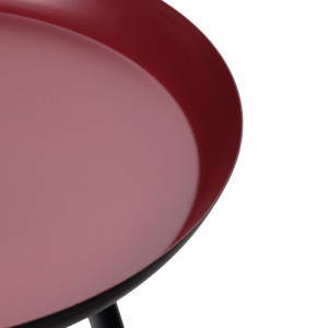 Table d'appoint ronde diamètre 38 cm métal rouge foncé mat pieds métal noir - LAK 8969