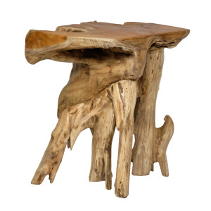 Table d’appoint petite console table d’entrée en racines bois de teck - RAVEN