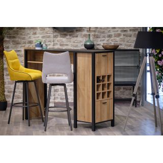 Lot de 2 chaises hautes de bar tissu jaune - ROY