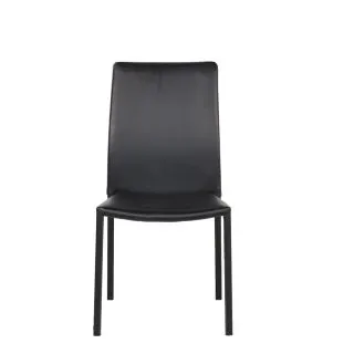 Lot de 2 chaises empilables en simili noir et 4 pieds en acier - LUFY
