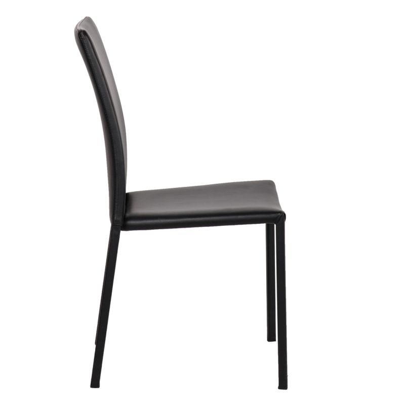 Lot de 2 chaises noires en simili empilables - LUFY