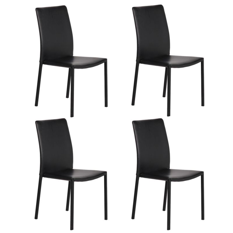 Lot de 4 chaises noires en PU - LUFY