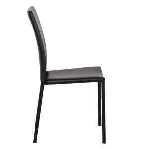 Lot de 4 chaises empilables en simili noir et 4 pieds en acier - LUFY