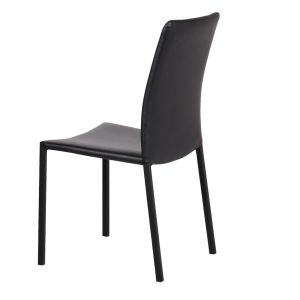 Lot de 4 chaises empilables en simili noir et 4 pieds en acier - LUFY