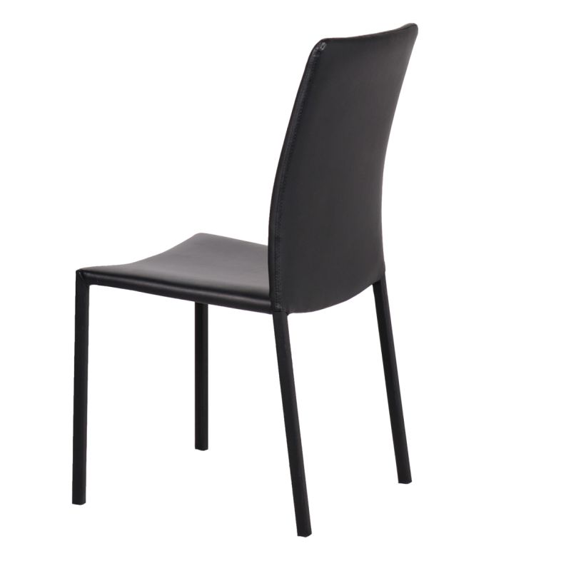 Lot de 4 chaises empilables en simili noir et 4 pieds en acier - LUFY