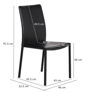 Lot de 4 chaises empilables en simili noir et 4 pieds en acier - LUFY