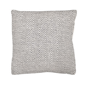 Coussin carré 40 x 40 cm en coton brodé avec motifs chevrons gris et écru - GLOW