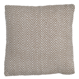 Coussin carré 40 x 40 cm en coton brodé avec motifs chevrons beige et écru - GLINT