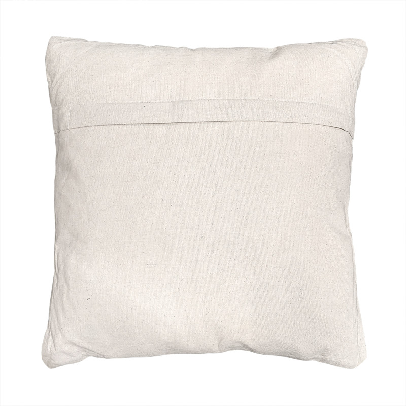 Lot de 2 coussins carrés 40 x 40 cm en coton brodé avec carreaux bleu et écru - ATLAS