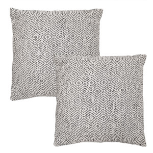 Lot de 2 coussins carrés 40 x 40 cm en coton brodé avec motifs losanges noir et écru - EMBER