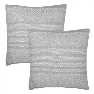 Lot de 2 coussins carrés 40 x 40 cm en coton brodé avec motifs lignes gris et blanc - FLICKER