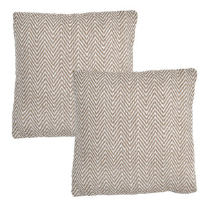 Lot de 2 coussins carrés 40 x 40 cm en coton brodé avec motifs chevrons beige et écru - GLINT