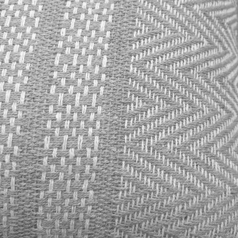 Coussin Carré 40 x 40 cm Coton Brodé avec Motifs Lignes Gris - FLICKER