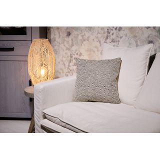 Lot de 2 coussins carrés 40 x 40 cm en coton brodé avec motifs losanges noir et écru - EMBER